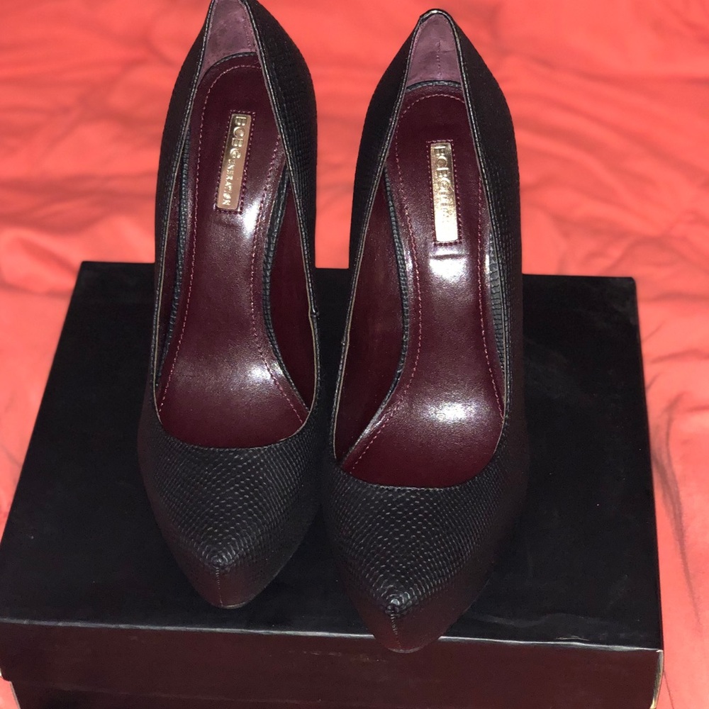 BCBGeneration Black snake print shoes